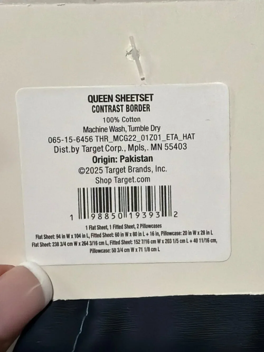New Threshold Blue Queen Sheet Set Contrast Border 100% Cotton Studio McGee